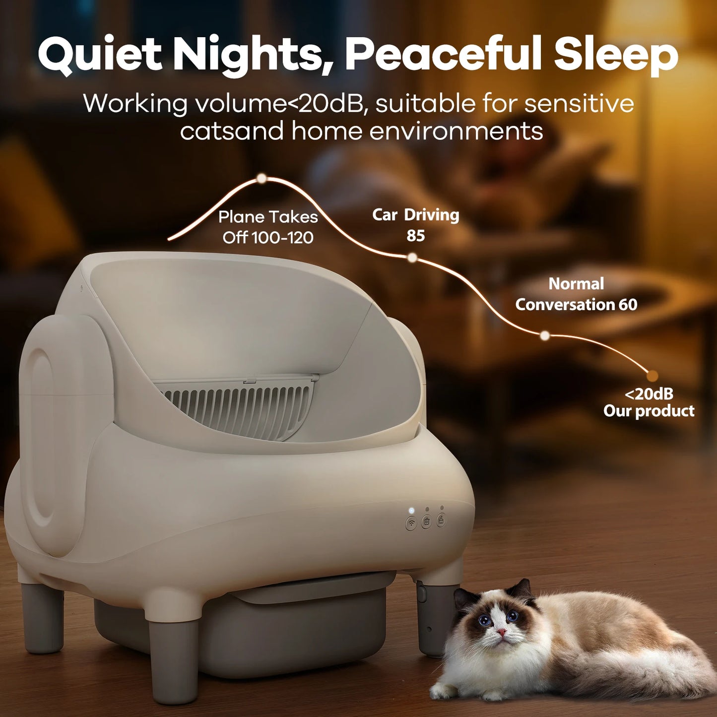 Cumrige Open Top Self Cleaning Cat Litter Box, Automatic Smart Litter Box with App Control for Multiple Cats