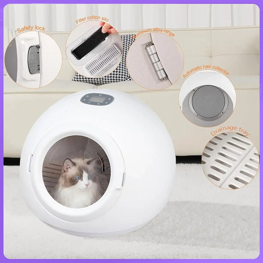 55L Ultra Quiet Pet Hair Dryer Box, 25-50℃ Temp Control, Automatic Safety Machine for Dogs & Cats, Custom