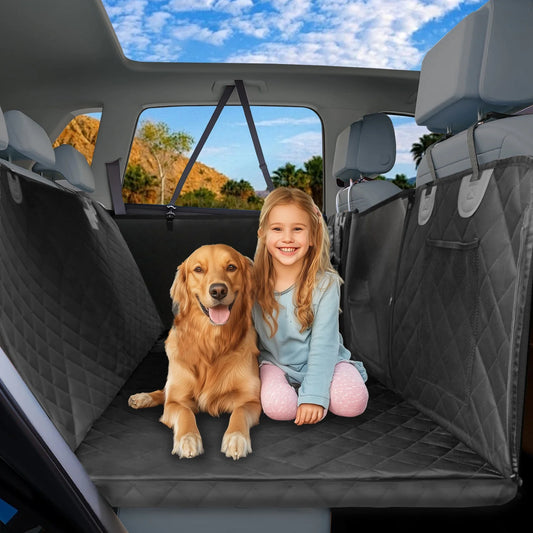 Bingopaw Large Dog Car Seat Cover Back Seat Extender Backseat Protection for Cars with Pockets Hard Bottom Waterproof Scratch-Proof Dog Hammock