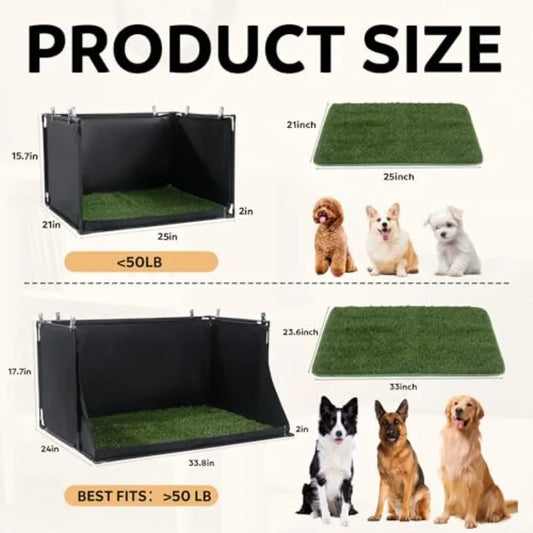 Dog Pee Pad Holder with Artificial Grass 33.8 * 24 * 17.7 in Foldable Indoor Dog Potty Tray with Hemmed Edge No Spill Pee Pad H