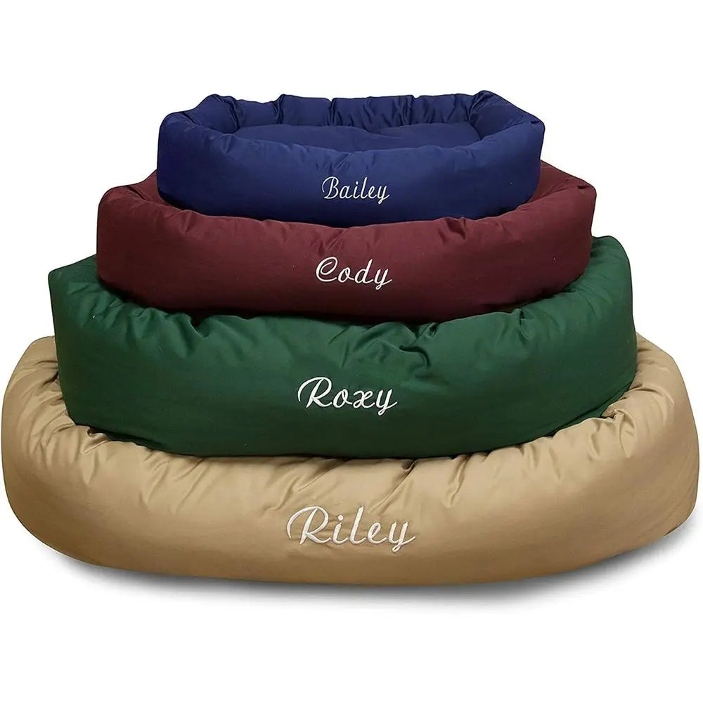X-Large Blue 52 Inch Washable Donut Dog Bed with Spine Support and Cozy Round Design