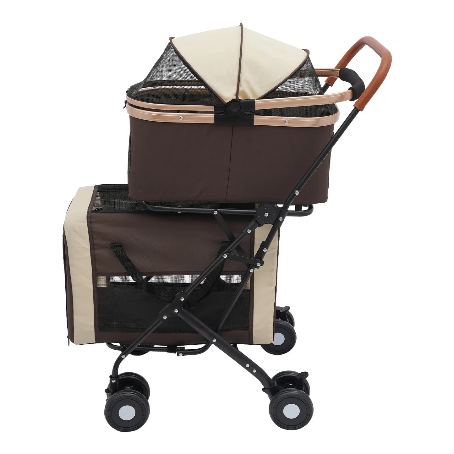 3-in-1 Multifunctional Foldable Pet Stroller with 2 Pet Carriers for Small & Medium Dogs Bearing 77lbs Safety Lock