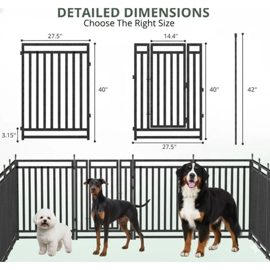 Dog Playpen Dog Fence Outdoor for Yard"H with Sturdy Portable Puppy Playpen for Indoor Outdoor RV Camping Use - Black Silver