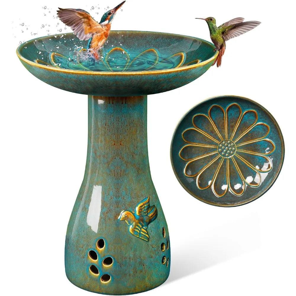 Bird Bath for Outdoors, 21.5 inch Heavy Duty Bird Bath, Weather-Resistant Birdbath for Outdoor Garden Use, Attracts Birds
