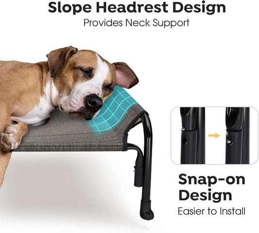 Extra Large Elevated Dog Bed with Cooling Mesh, Waterproof & Portable for Indoor Outdoor Use
