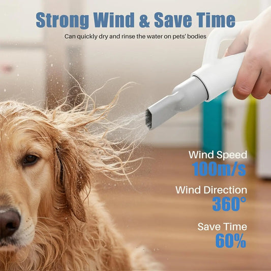 1550W High Velocity Pet Hair Dryer with Adjustable Speed & Temperature, Includes 4 Nozzles for Efficient Dog Grooming