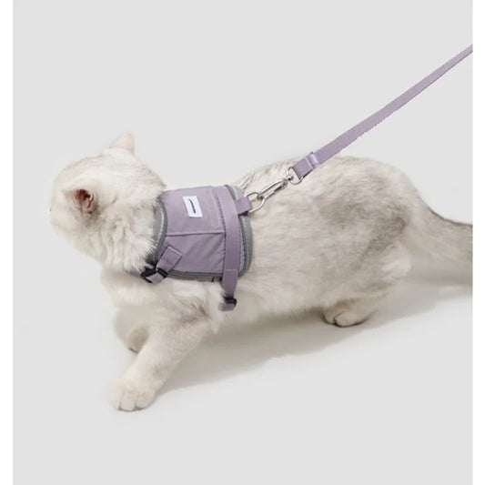 Anti-Escape Cat Vest Harness 39g, GPS Tracker Pocket, Breathable Mesh, Reflective, 130cm Leash for Walking,
