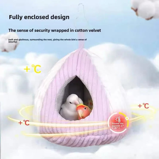 Large Warm Bird Nest House - Cozy Bird Bed for Cage with Mat, Hanging Hammock Shed Hideaway Hut for Macaw African Grey