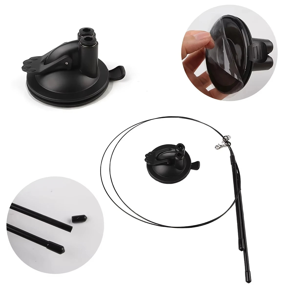 Interactive Cat Wand - Non-slip suction cup base and double-locking grip design, no batteries required, suitable for indoor