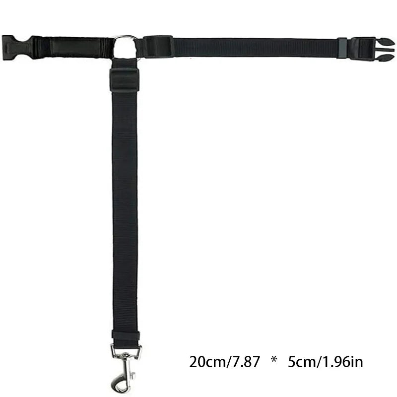 Adjustable 2-in-1 Pet Car Seat Belt Leash Nylon Dog Cat Safety Harness for Travel 20cm