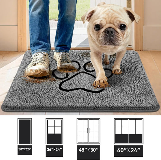 Super Absorbent Dog Door Mat, 30"x20" Anti Slip Mat for Muddy Paws, Washable Pet Rug for Dirty Paws