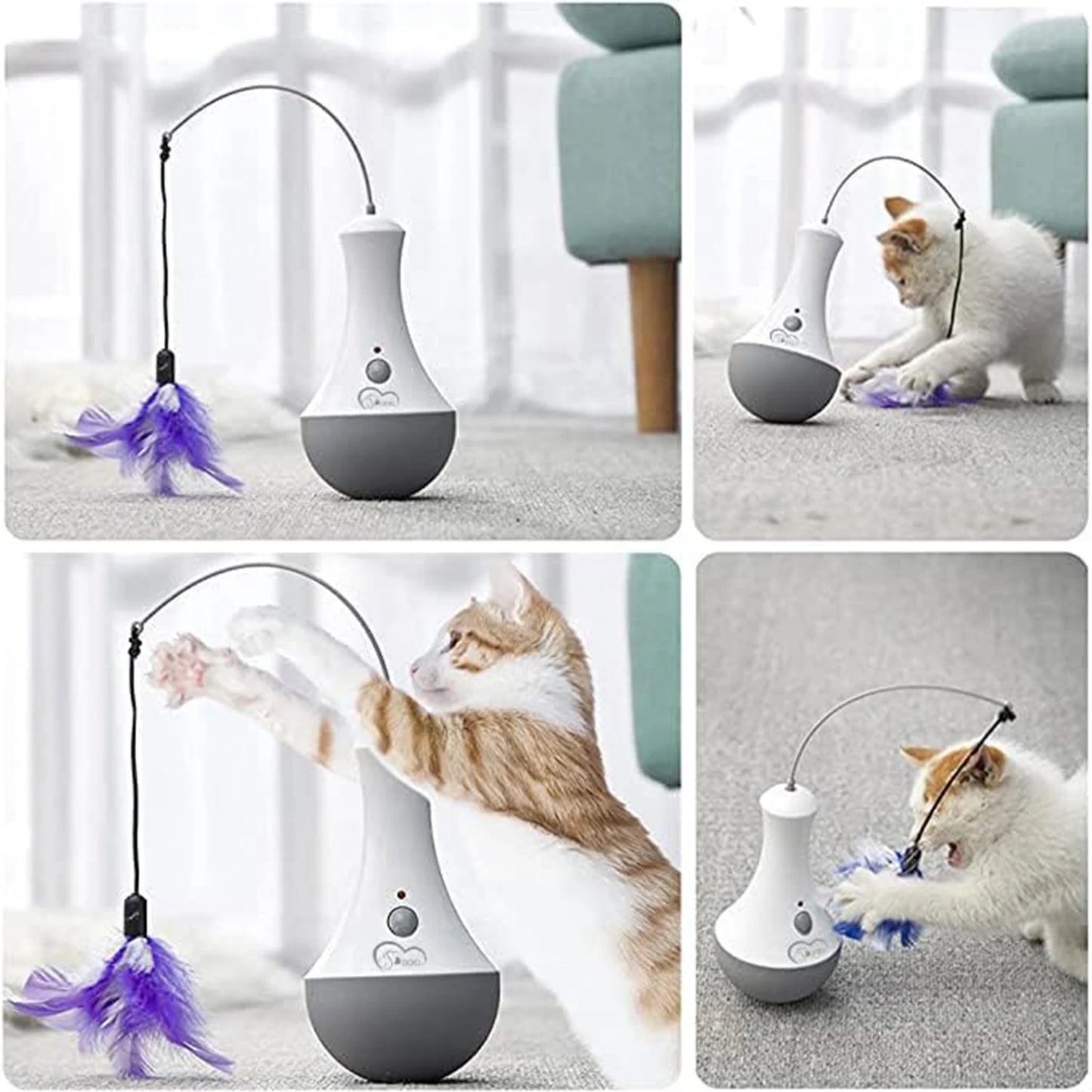 DOEL Cat Interactive Toys Funny Feather Kitten Teaser Indoor Play Automatic