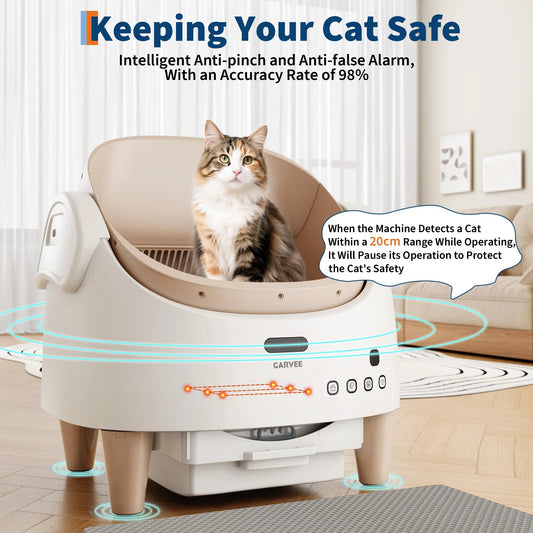 Self-Cleaning Cat Litter Box, Open Top Automatic Litter Box for Multi Cats, Smart App Remote Management with 15 Safety Sensors