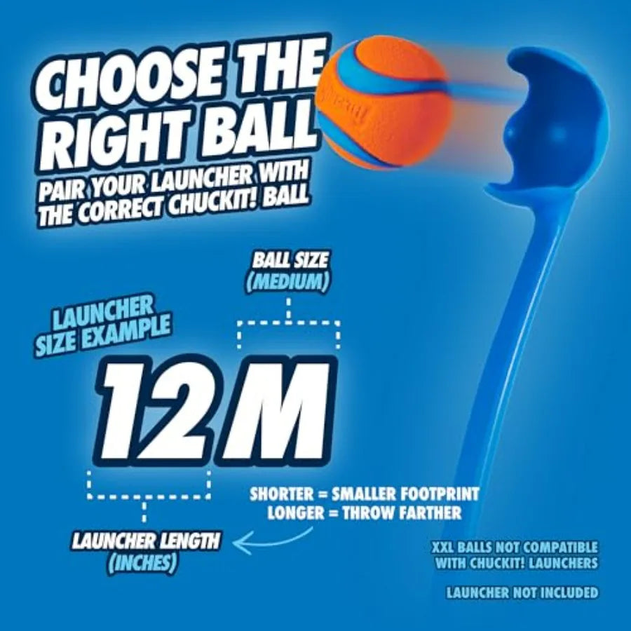 Dog Ball Launcher 12M with 12" Handle Length for Medium 2.5" Dog Balls For Dogs 20-60 lb, Plastic Pet Fetch Ball Thrower,