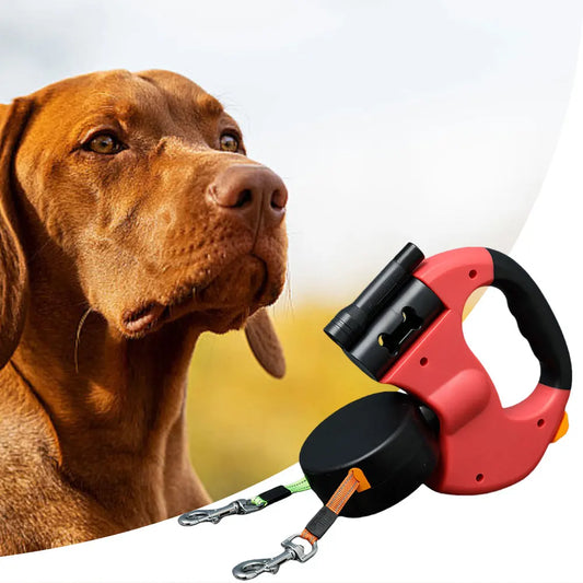 Double Headed Dog Leash Traction Rope with LED Light Retractable Dog Leash for Small Medium Dogs