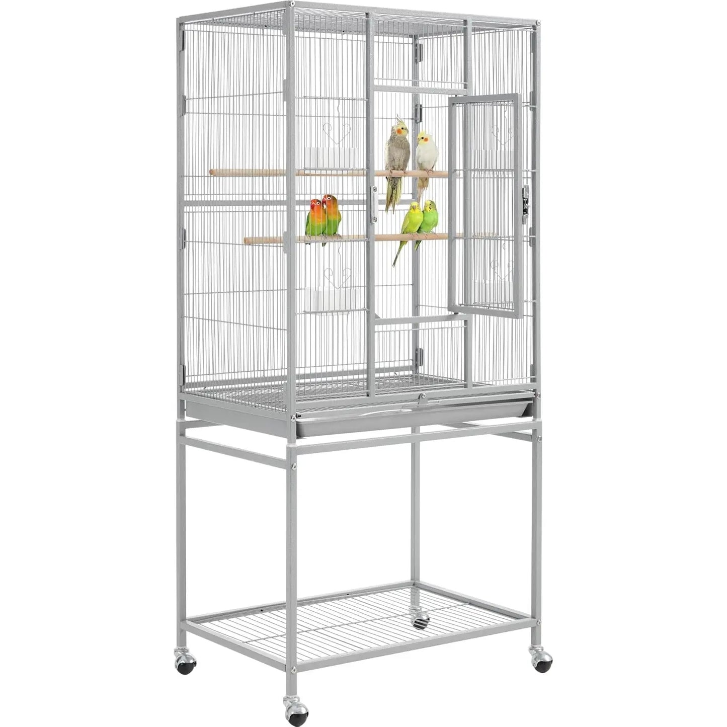 Wrought Iron Standing Large Parrot Parakeet Flight Bird Cage with Stand for Small Parrot Cockatiel Sun Parakeet, Customized