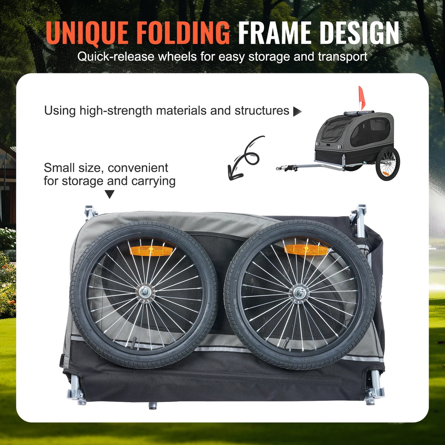 SucceBuy 88lbs Dog Bike Trailer Pet Cart Bicycle Carrier with Wheels Coupler Reflectors Flag Collapsible to Store