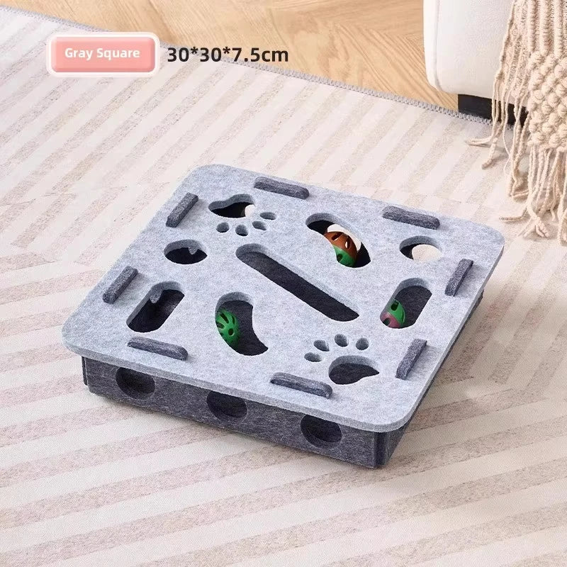 Cat Toy Felt Puzzle Box Exercise Toy With Ball Indoor Sports Entertainment Hunting Cat