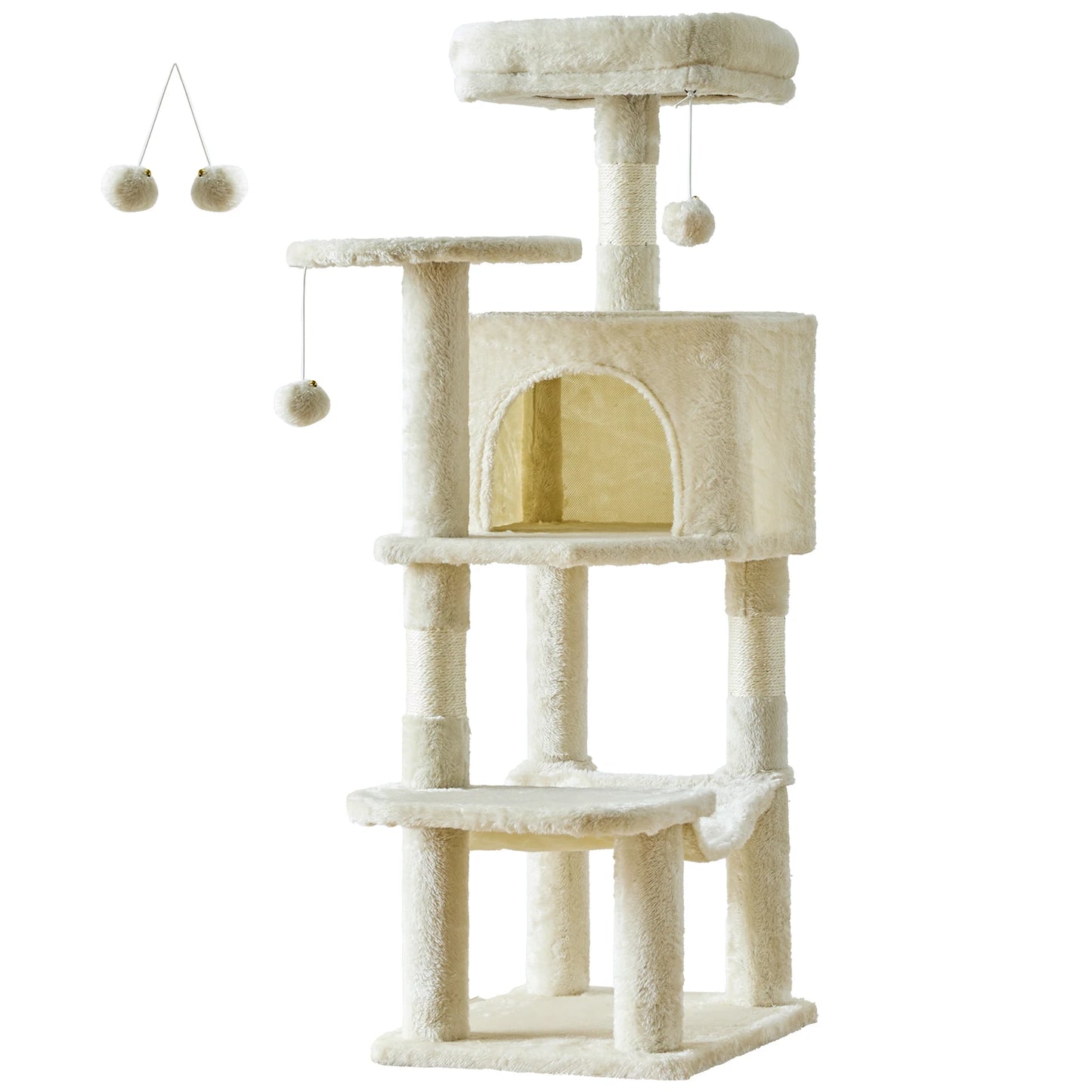 JHK 44In Cat Tree Tall Multi-Cat Climbing Tower, Scratching Posts Stable House for Indoor Cat