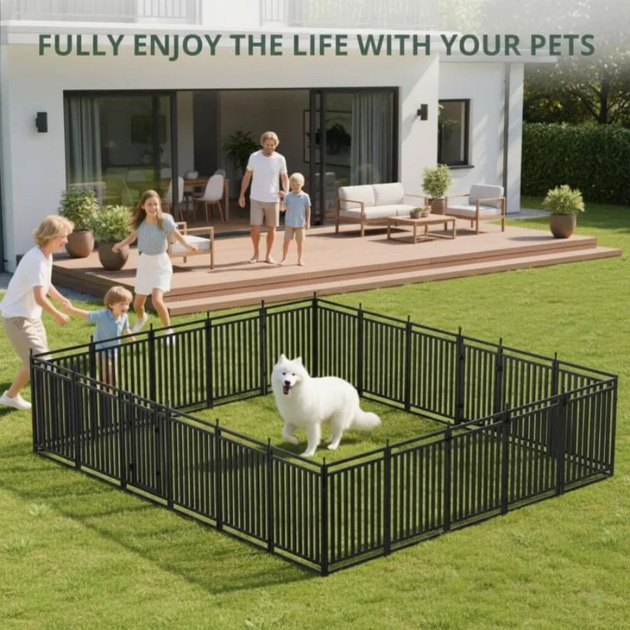 Dog Playpen Dog Fence Outdoor for Yard"H with Sturdy Portable Puppy Playpen for Indoor Outdoor RV Camping Use - Black Silver