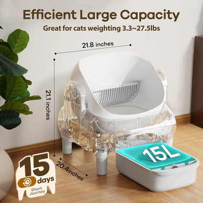 Cumrige Open Top Self Cleaning Cat Litter Box, Automatic Smart Litter Box with App Control for Multiple Cats