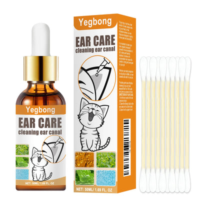 Yegbong 50ml Pet Ear Clean Drop Dog Cat Ear Wash Odor Remove Relieve Itchy Discomfort Clean Earwax Ear Mite Cleaning Liquid Set