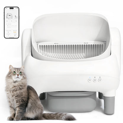 Cumrige Open Top Self Cleaning Cat Litter Box, Automatic Smart Litter Box with App Control for Multiple Cats