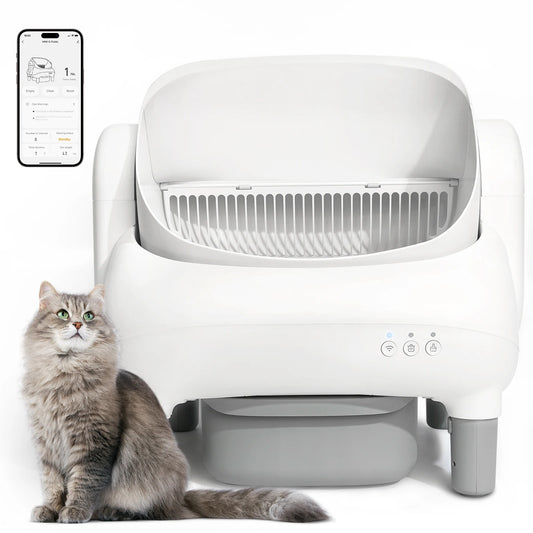 Cumrige Open Top Self Cleaning Cat Litter Box, Automatic Smart Litter Box with App Control for Multiple Cats