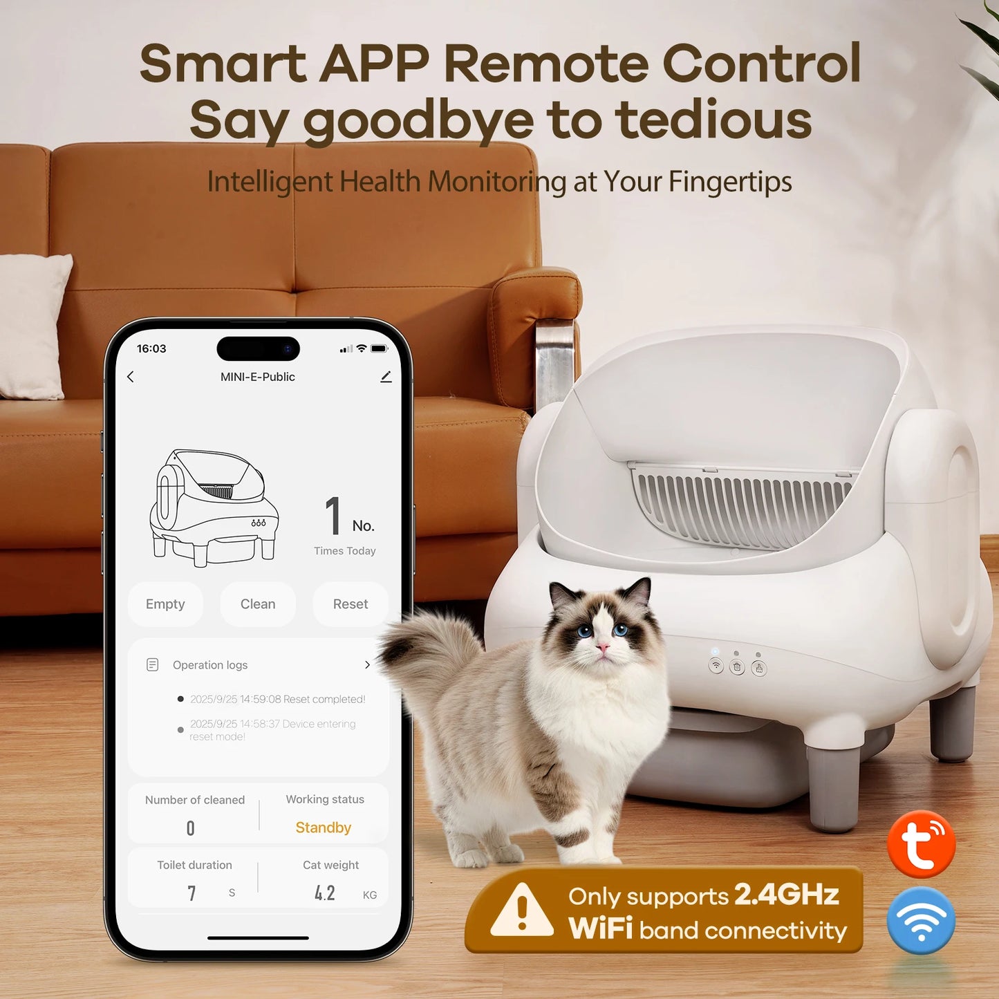 Cumrige Open Top Self Cleaning Cat Litter Box, Automatic Smart Litter Box with App Control for Multiple Cats