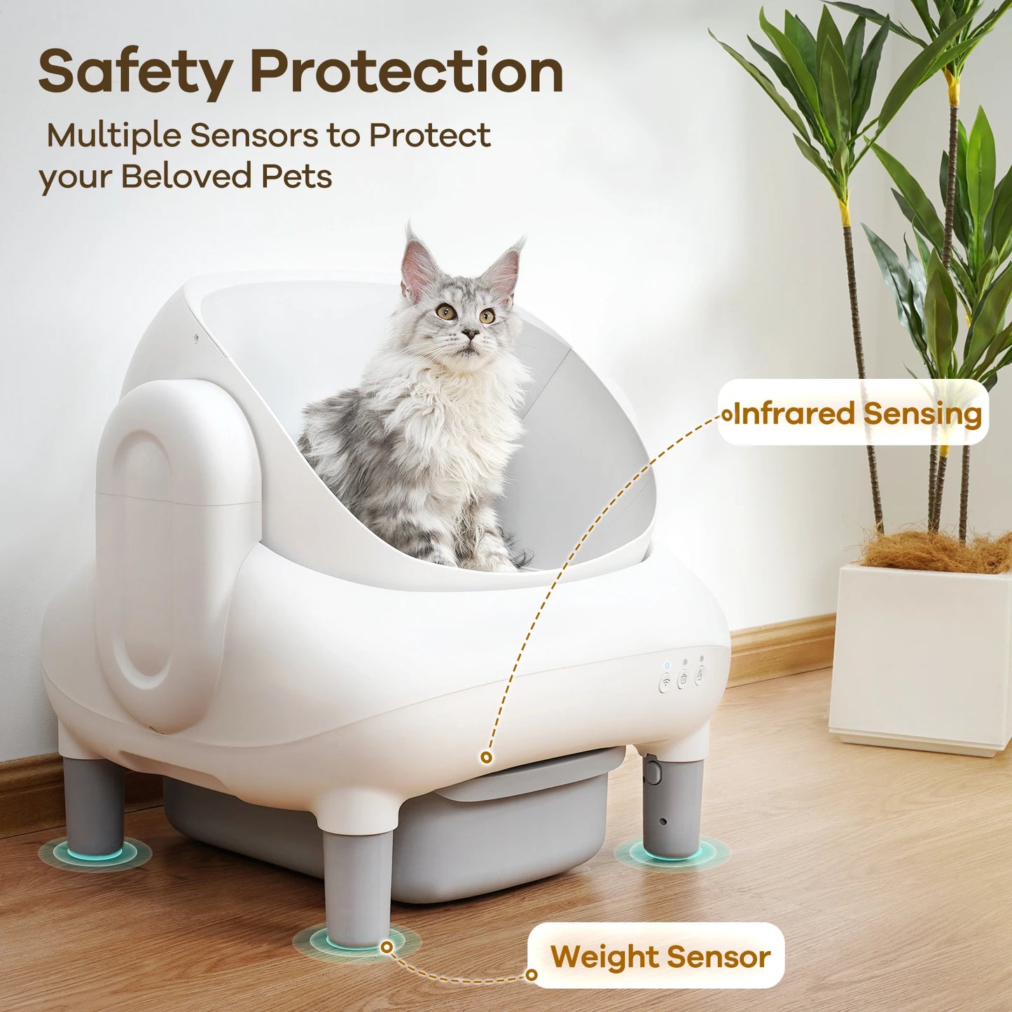 Cumrige Open Top Self Cleaning Cat Litter Box, Automatic Smart Litter Box with App Control for Multiple Cats