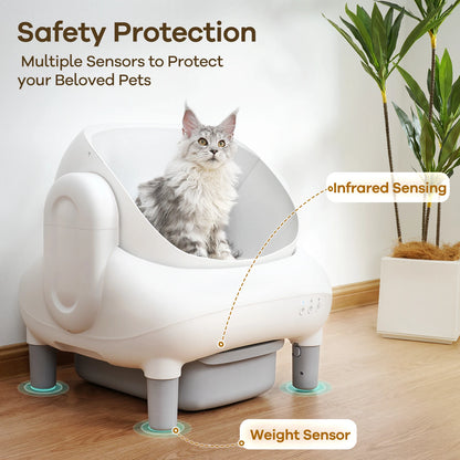 Cumrige Open Top Self Cleaning Cat Litter Box, Automatic Smart Litter Box with App Control for Multiple Cats