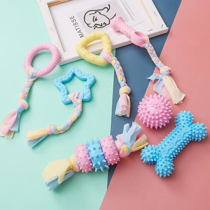 Pet Dog Toys For Small Dog Chews TPR Knot Toys Bite Resistant Molar Teeth Cleaning Dog Training