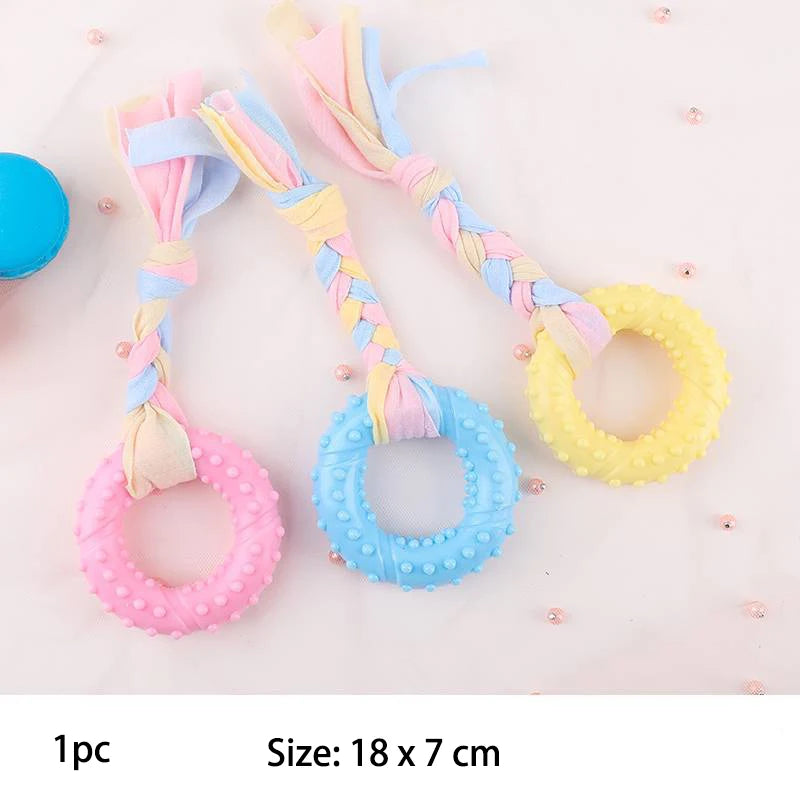Pet Dog Toys For Small Dog Chews TPR Knot Toys Bite Resistant Molar Teeth Cleaning Dog Training