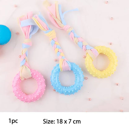 Pet Dog Toys For Small Dog Chews TPR Knot Toys Bite Resistant Molar Teeth Cleaning Dog Training