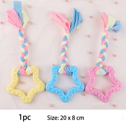 Pet Dog Toys For Small Dog Chews TPR Knot Toys Bite Resistant Molar Teeth Cleaning Dog Training