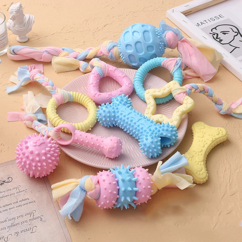 Pet Dog Toys For Small Dog Chews TPR Knot Toys Bite Resistant Molar Teeth Cleaning Dog Training
