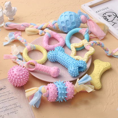 Pet Dog Toys For Small Dog Chews TPR Knot Toys Bite Resistant Molar Teeth Cleaning Dog Training