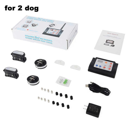 2 in 1 Wireless Electric Pet Dog Fence 4 Working Modes Dog Training Collars Waterproof Rechargeable Pet Electric Collar