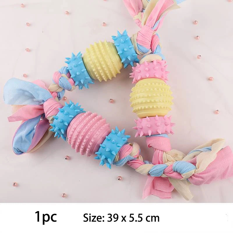 Pet Dog Toys For Small Dog Chews TPR Knot Toys Bite Resistant Molar Teeth Cleaning Dog Training
