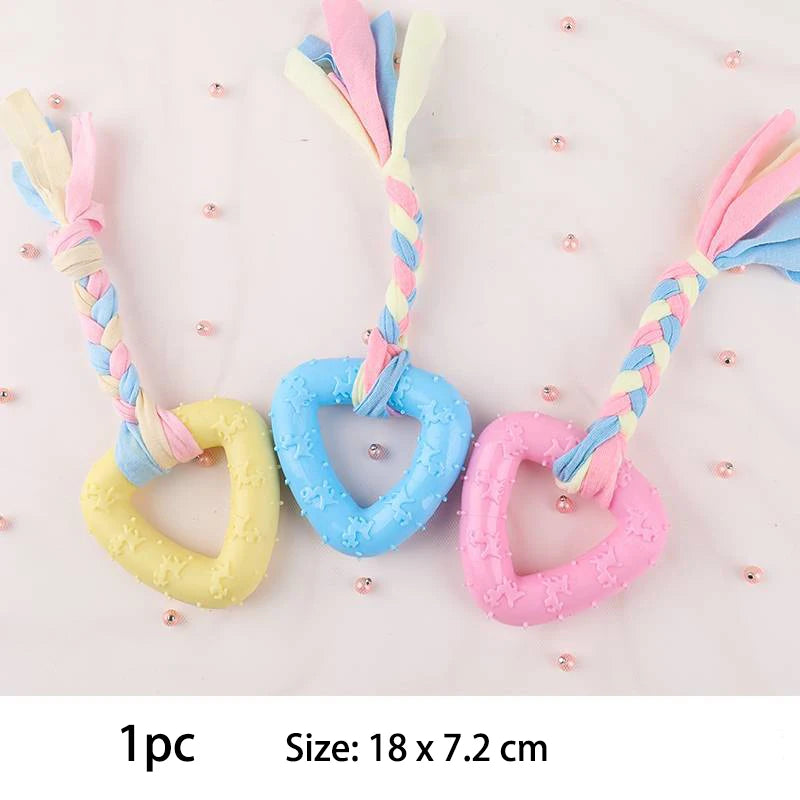 Pet Dog Toys For Small Dog Chews TPR Knot Toys Bite Resistant Molar Teeth Cleaning Dog Training