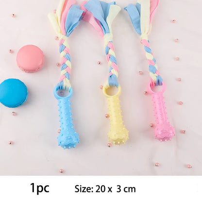 Pet Dog Toys For Small Dog Chews TPR Knot Toys Bite Resistant Molar Teeth Cleaning Dog Training