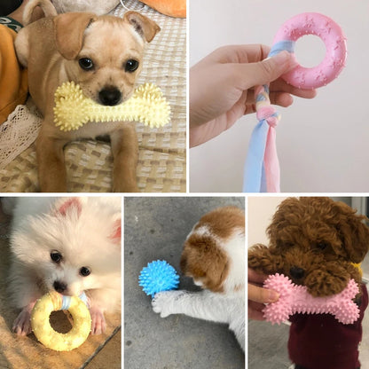 Pet Dog Toys For Small Dog Chews TPR Knot Toys Bite Resistant Molar Teeth Cleaning Dog Training