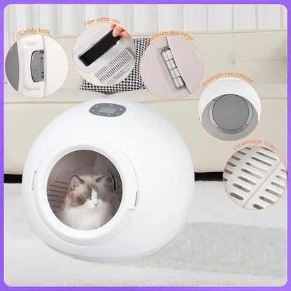 55L Ultra Quiet Pet Hair Dryer Box, 25-50℃ Temp Control, Automatic Safety Machine for Dogs & Cats, Custom