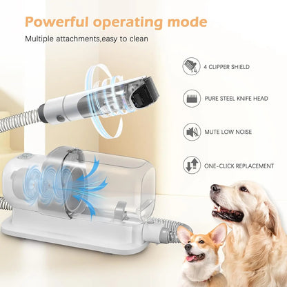 Dog Grooming Vacuum Kit with 2.3L Suction, 5 Tools for Pet Hair Removal, Low Noise Design