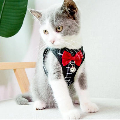 Adjustable Pet Harness with Bow Tie Leash Set Stylish Tuxedo Vest for Small Dogs and Cats Harnesses Leads Dog Supplies