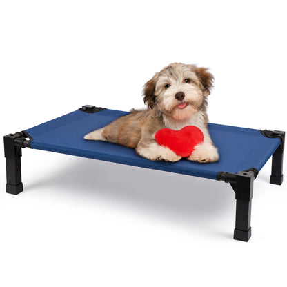 Elevated Dog Bed, Cooling Raised Pet Cot with Chew Proof Washable Breathable Mesh and Metal Frame, Portable.