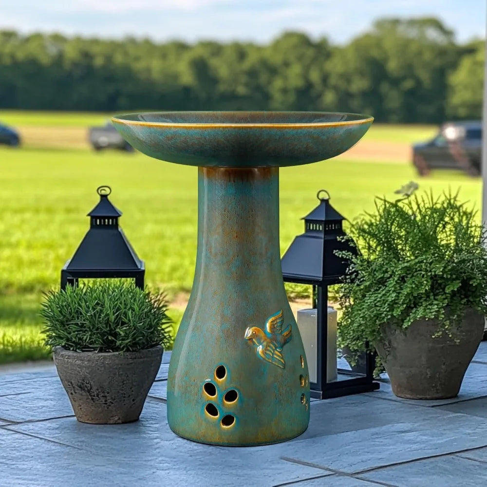 Bird Bath for Outdoors, 21.5 inch Heavy Duty Bird Bath, Weather-Resistant Birdbath for Outdoor Garden Use, Attracts Birds