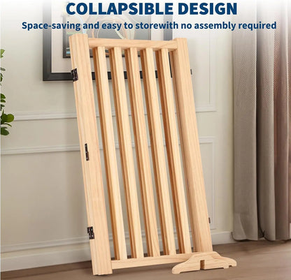 Freestanding Dog Gate, Foldable Pet Gate with Support Feet, Indoor Dog Fence for The House,Doorways, Stairs.