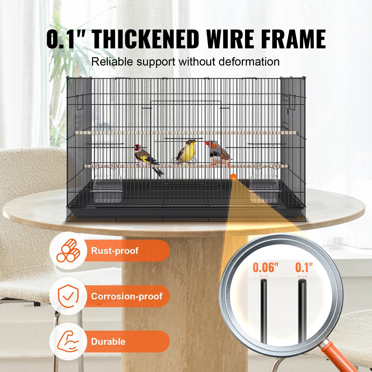 SucceBuy 30inch Pet Bird Cage Metal Large Parakeet Cages with Rolling Stand Tray for Cockatiels Parrot Budgies Lovebird Canaries