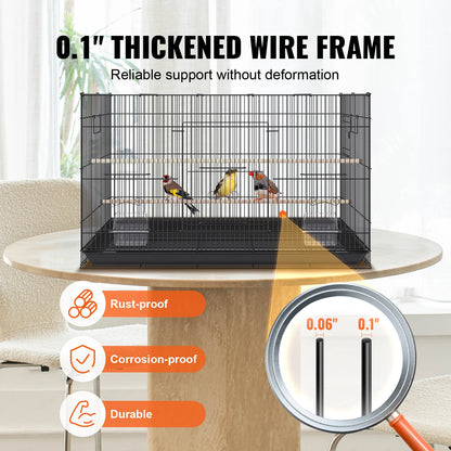 SucceBuy 30inch Pet Bird Cage Metal Large Parakeet Cages with Rolling Stand Tray for Cockatiels Parrot Budgies Lovebird Canaries
